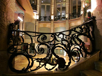 Staircase railing carefully designed inside Casa Milà