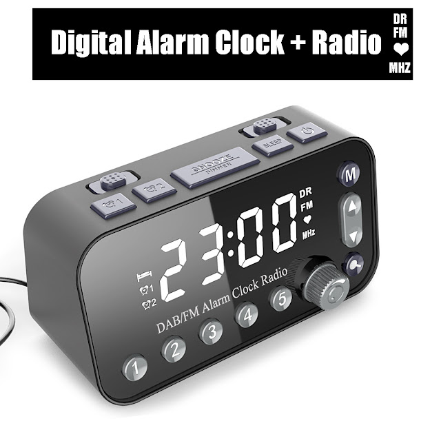 DAB + FM Radio LED Digital Alarm Clock Desk Table Snooze Timer with Dual USB 