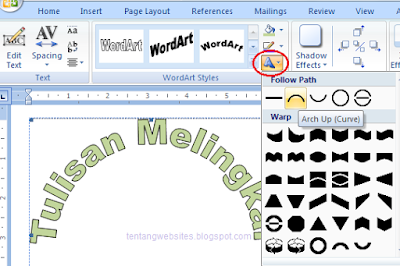 Cara buat tulisan melingkar bergelombang di msword