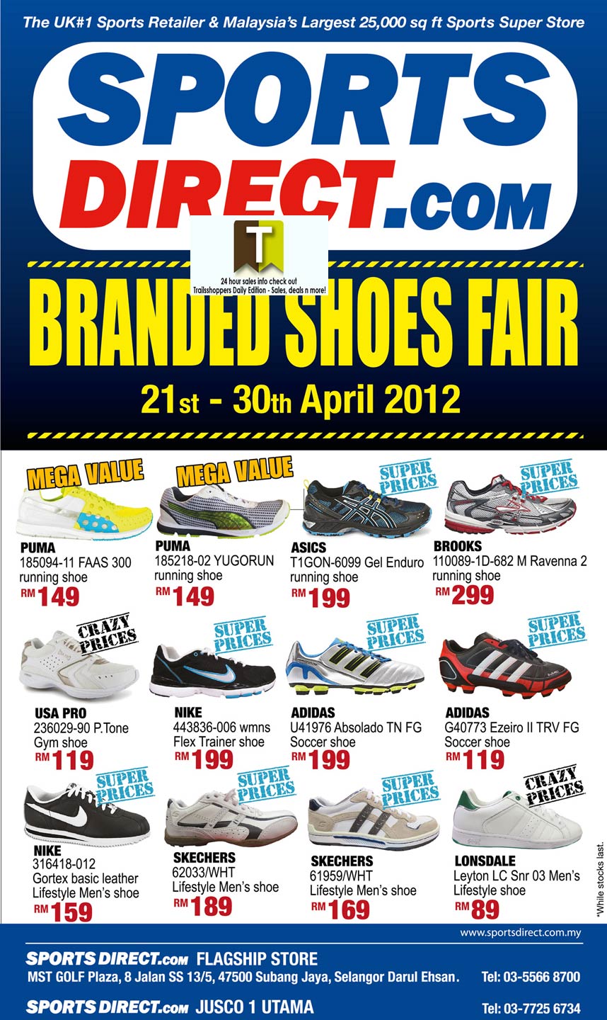 SportsDirect com Branded Shoes Fair END 30 APR 2012 