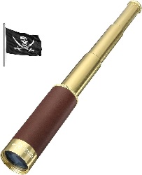 Image: Retro Pirate Monocular 25x30 Zoomable PROCHE Pocket Monocular Portable Collapsible Waterproof Captain Jack's Spyglass Handheld Telescope Vintage Monocular for Kids