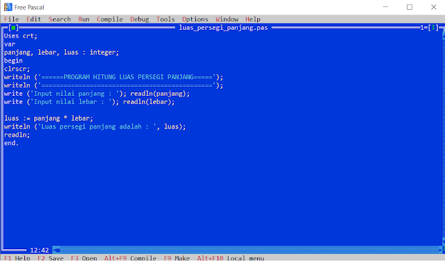 program hitung luas persegi panjang menggunakan bahasa pascal