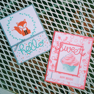 spread joy stamping cards using foxy friends and sweet cupcake