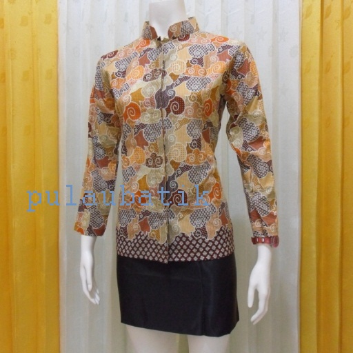 Rancangan Baju Batik Kerja Untuk Wanita Lengan Panjang dan 