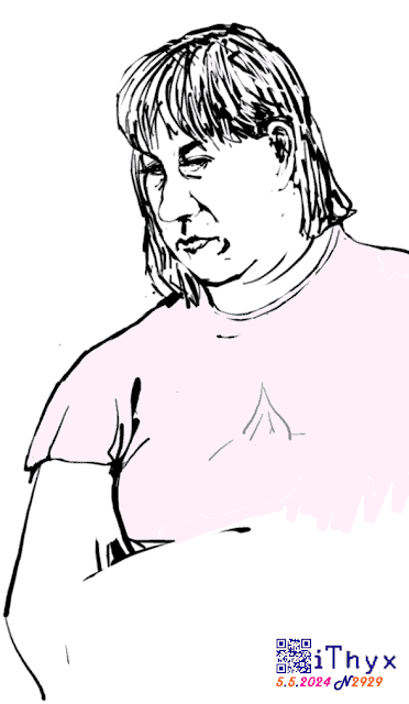 Мамашка, женщина с русыми волосами, в розовой кофточке. Автор рисунка: художник #iThyx