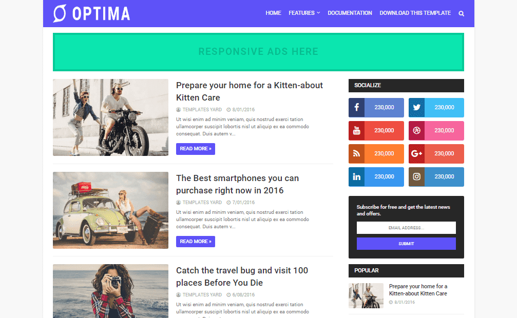 Optima Seo Ready Blogger Template