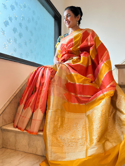 Silk Rangkaat saree, kaduwa weave