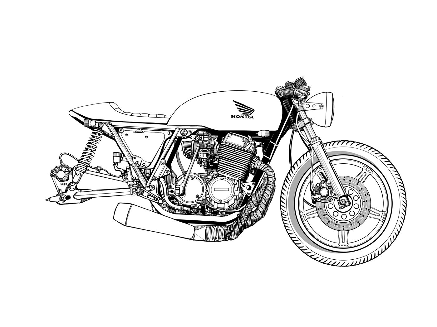 Cafe Racer Drawing - RocketGarage - Cafe Racer Magazine