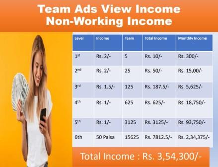 Team Ads View Income