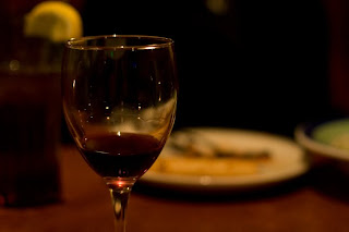 wine glass at restaurant table