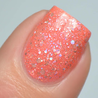 coral holographic nail polish