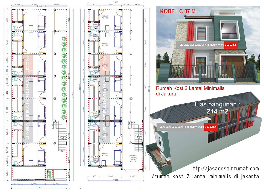 GAMBAR RUMAH KOST 2 LANTAI MINIMALIS