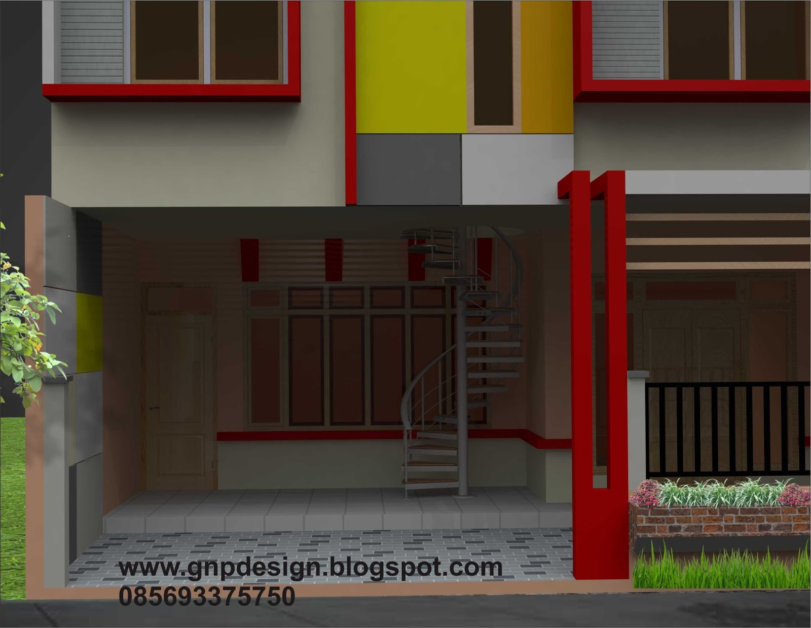gnp design  Design  Rumah  Minimalis buat Kontrakan  2  Lantai 