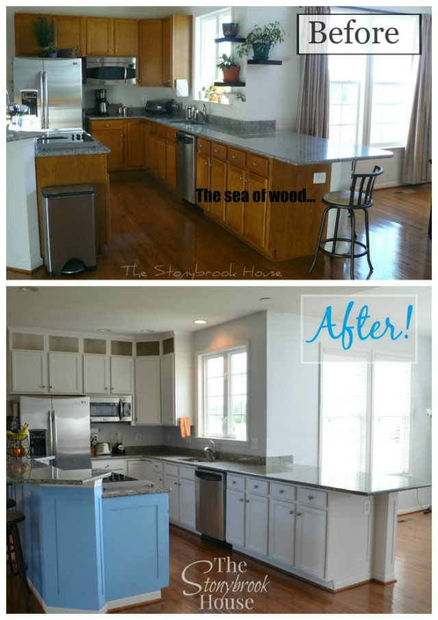 Before and After Painted Kitchen Cabinets