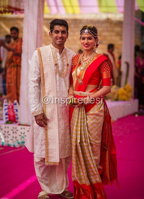 South Indian Bride and Groom Dress Color Combination