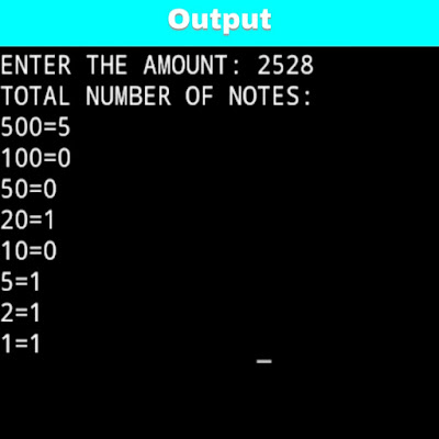 How to write a C program to print total number of notes in given amount