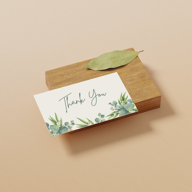 Printable Eucalyptus Greenery Watercolor Thank You Cards with Matching Gift Tags