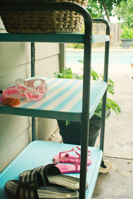 aqua and white tray