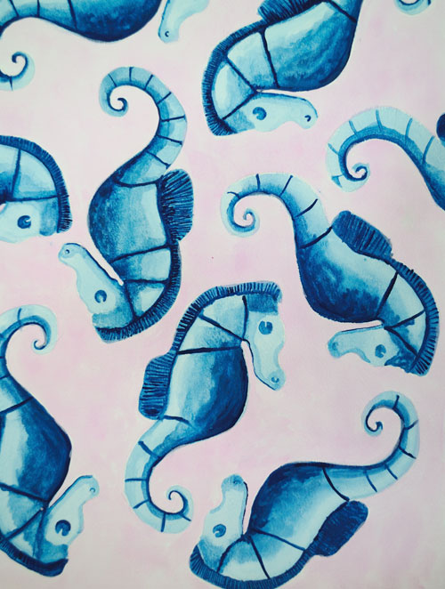 sea horse watercolor