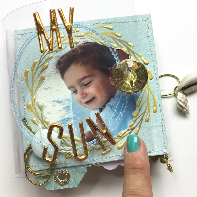 My Sun mini album by Angela Tombari using BoBunny Down by the Sea collection