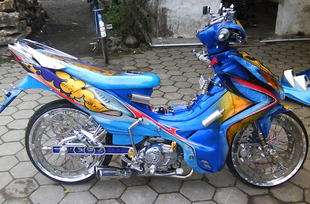 modifikasi motor vega r 2005 warna biru