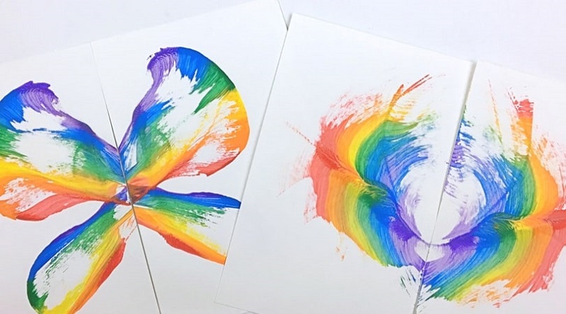 rainbow string painting art