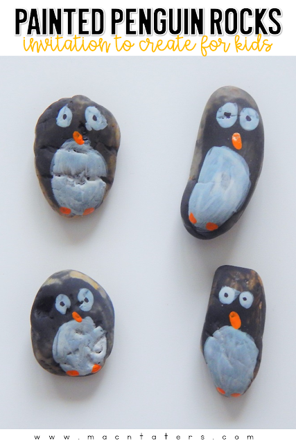 Who said rocks were just for outside? These adorable painted penguin rocks were the perfect addition to our penguing themed tot school curriculum and were played with in various ways all week long. 