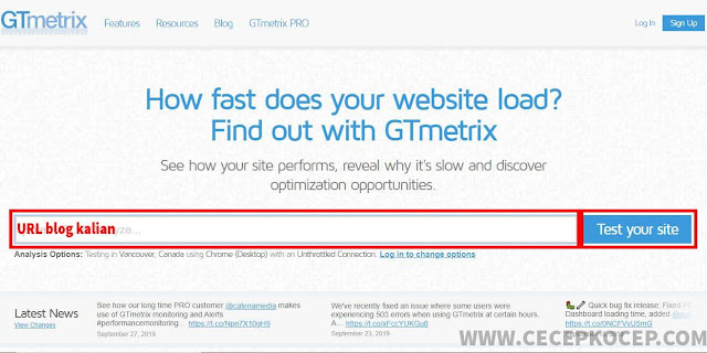 Cek Kecepatan Loading Blog dengan GTMetrik