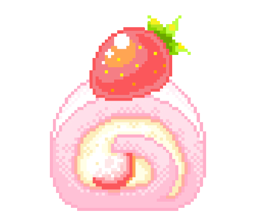 roll cake with a strawberry - pixel art