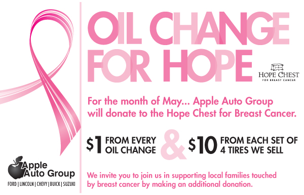 The Apple Auto Group has partnered with Hope Chest for Breast Cancer for the
