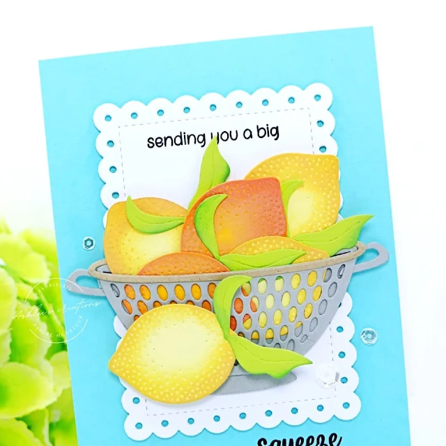 Sunny Studio Stamps: Fresh Lemon Fruit Themed Cards by Ashlee Bellinger (featuring Punny Fruit Greetings, Mini Mat & Tag Dies, Build-A-Bowl Dies)