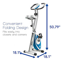 Folding frame on Xterra Fitness FB150 Exercise Bike, image, folds to just 18.1" long x 18.1" wide x 50.79" high