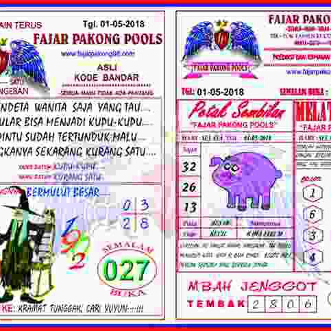 Kode Syair Fajar Pakong Pools 02 Mei 2018