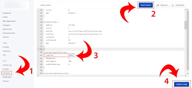 Openlitesite php error log