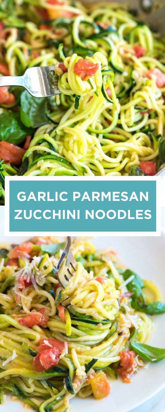 We’re in love with this easy zucchini pasta recipe. There’s fresh zucchini, tomatoes, basil, parmesan, and lots of garlic. Plus, it only takes 20 minutes to make. Make this with 100% zucchini noodles…