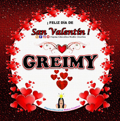 Feliz Día de San Valentín - Nombre Greimy