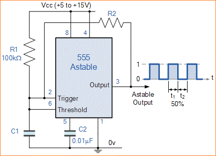 Osilator IC 555 (Multivibrator Astabil)