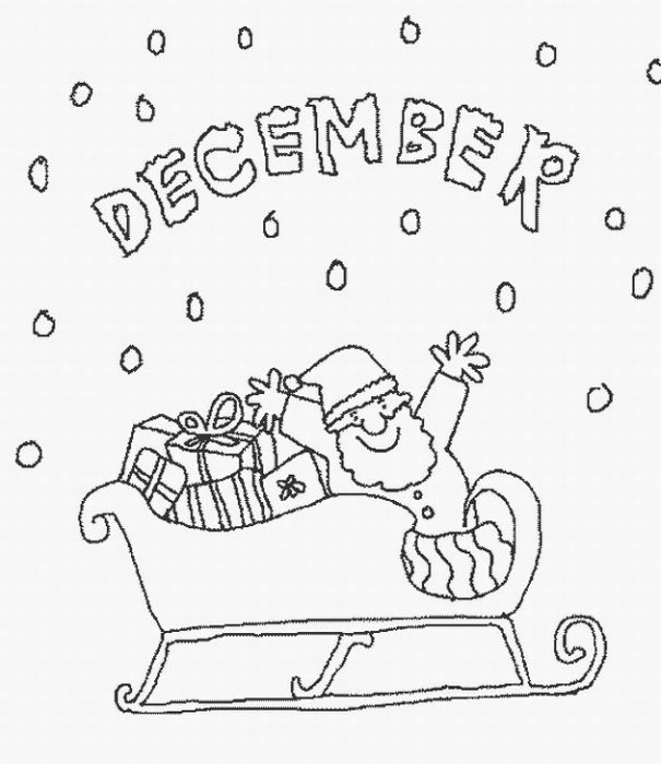 santa riding cart coloring page title=