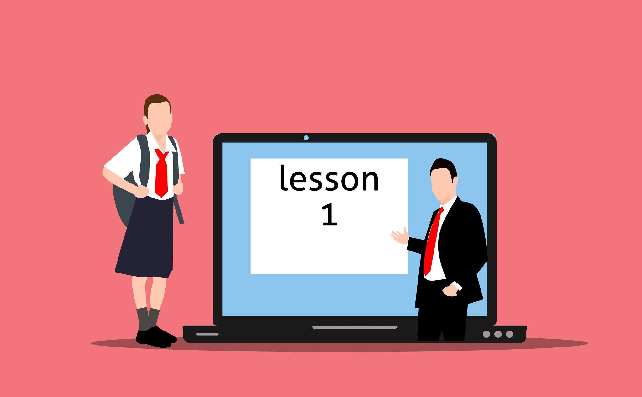Illustration of online school lesson