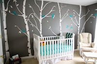 Dormitorio bebé color gris turquesa