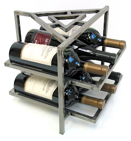 steel wine rack for six bottles