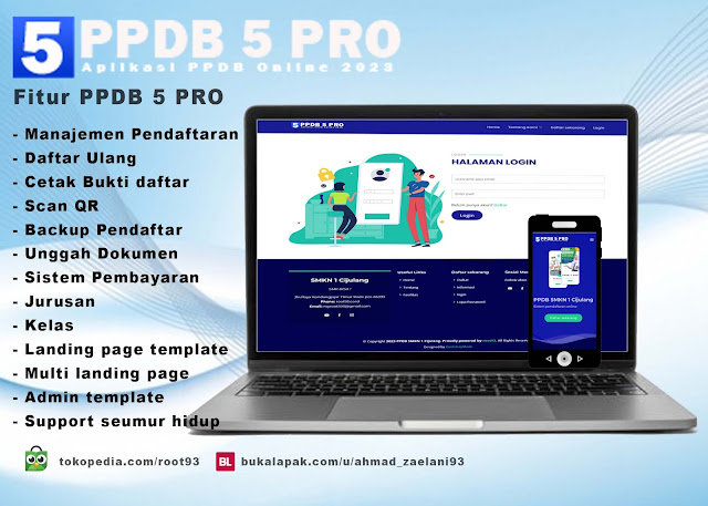 Aplikasi PPDB 5 Pro versi Landing Page