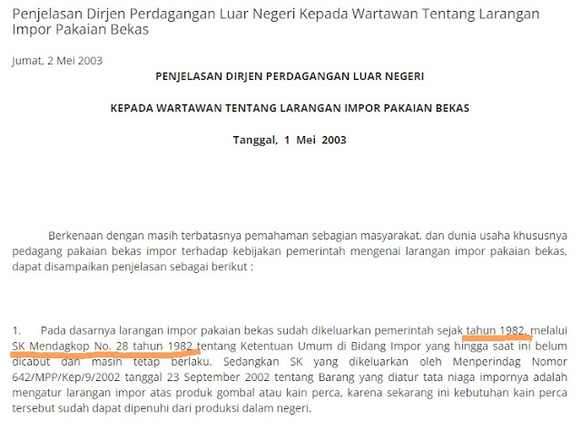 https://www.kemenperin.go.id/artikel/579/Penjelasan-Dirjen-Perdagangan-Luar-Negeri-Kepada-Wartawan-Tentang-Larangan-Impor-Pakaian-Bekas