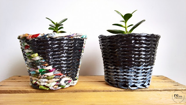 wicker paper, basket, recycle, papierowa wiklina koszyk, osłonki na doniczki, geranium