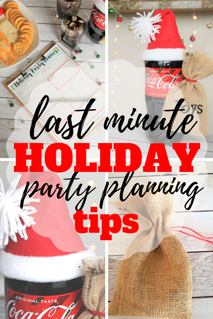 Follow these quick tips for planning a last minute holiday party including a printable party planner, a fun Santa Claus centerpiece and how to be stress free during your party planning. #ad #GiftACoke