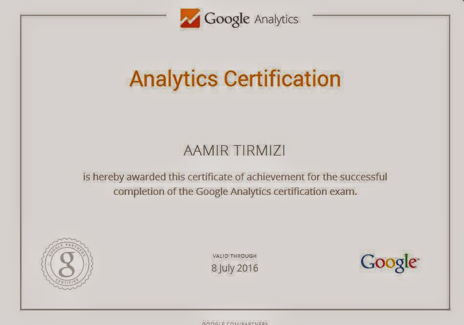  Aamir Tirmizi Google Analytics Certified Lahore Pakistan