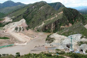 the place where a hydroelectric will be build in El Quimbo, Colombia.