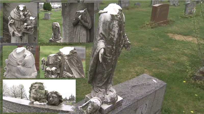 Profanadores decapitan docenas de estatuas y efigies en icónico cementerio de Nueva Jersey 