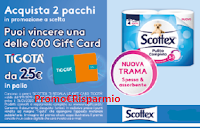 Logo Vinci GiftCard ''Scottex ti regala le Gift card Tigotà'': 600 premi da 25€