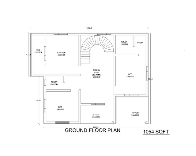 870 sqft 3BHK Independent Villa Floor plan